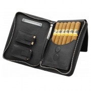 Сигарная сумка Adorini из натуральной кожи (черная строчка)